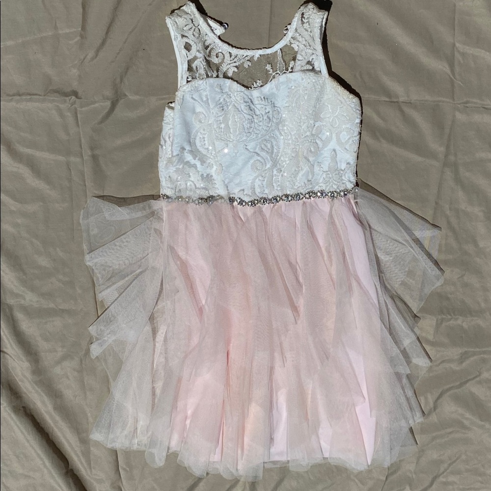 White lacy top with blush tutu dress (kids)